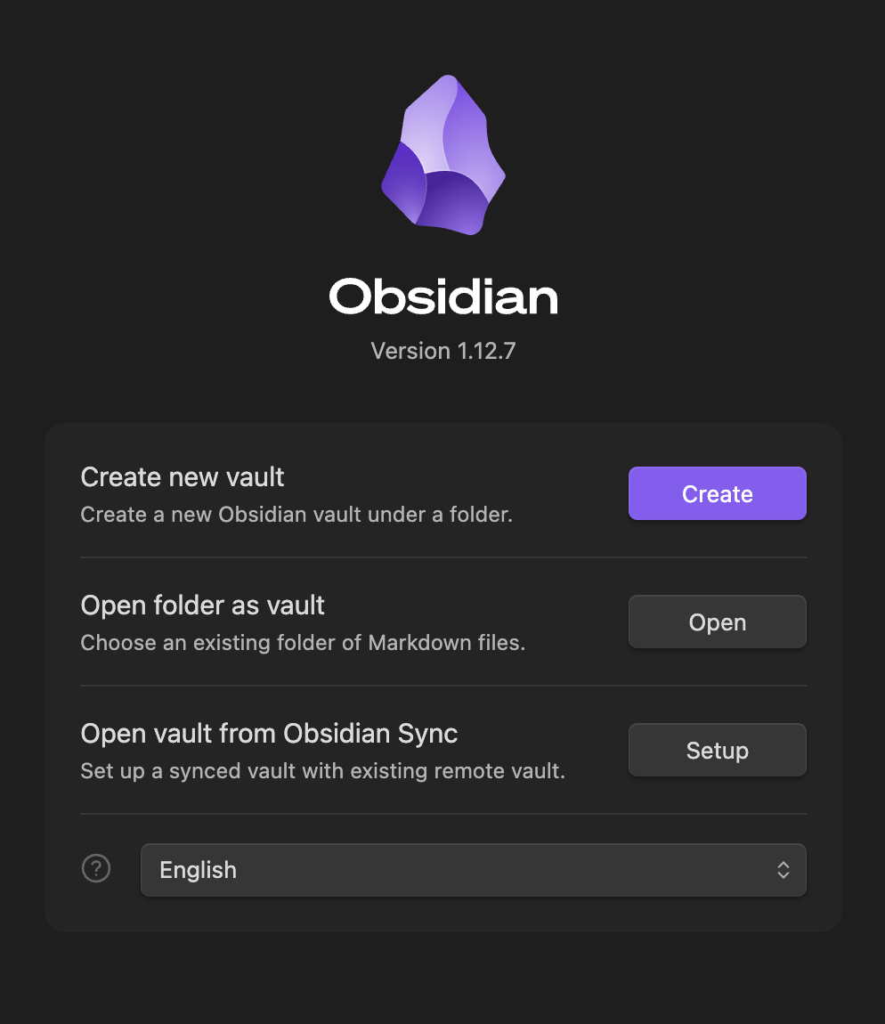 Creating a vault in Obsidian